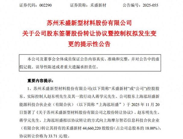 和盛新材（002290）：详细权益变动报告书（摩尔智能芯）（更新稿）