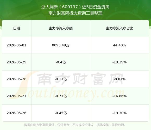 浙大网新600797资金流向分析_浙大网新股票行情_浙大网新2025年一季报业绩解读
